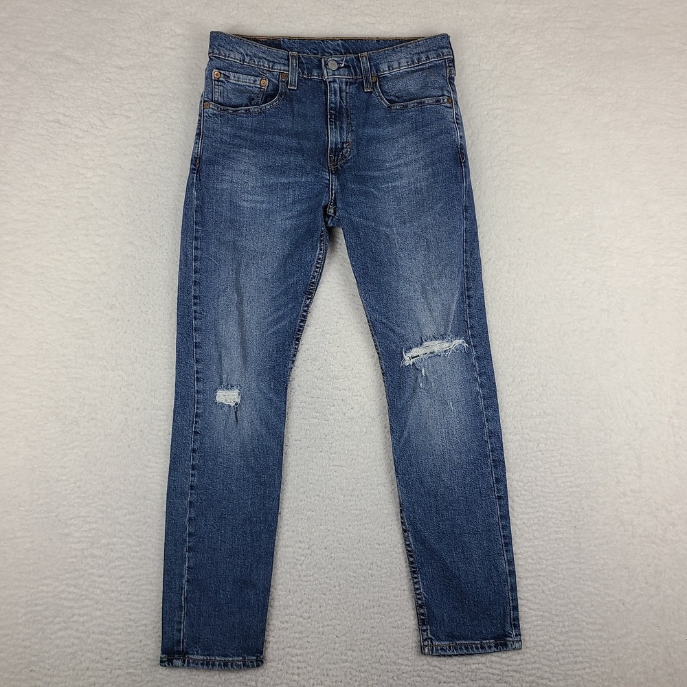 Levi's 512 Jeans Mens 31x30 Blue Slim Taper Fit Distress Waterless Medium Wash